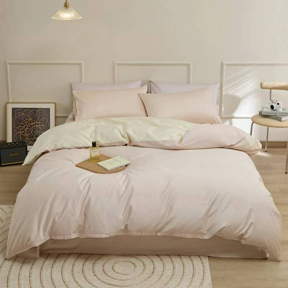 4pcs Duvet Cover Set-Queen and King Size- Comfy Breathable & Cooling Set - 100% Cotton Comfort Duvet Cover Set,Include a Duvet Cover,a flat Sheet,2 Pillow Shams for All Season