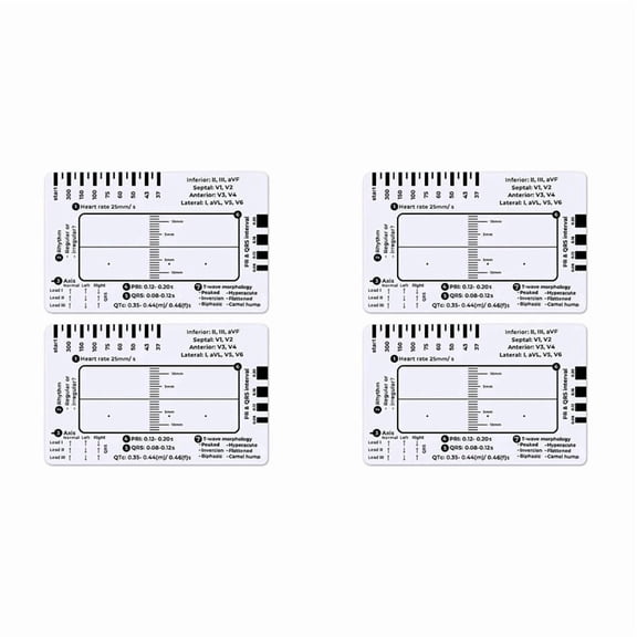 4pcs ECG 7 Step Ruler,ECG 7 Step Ruler for ECG/EKG Interpretation,ECG Reference Guide Ruler,EKG Calipers Measuring Tool