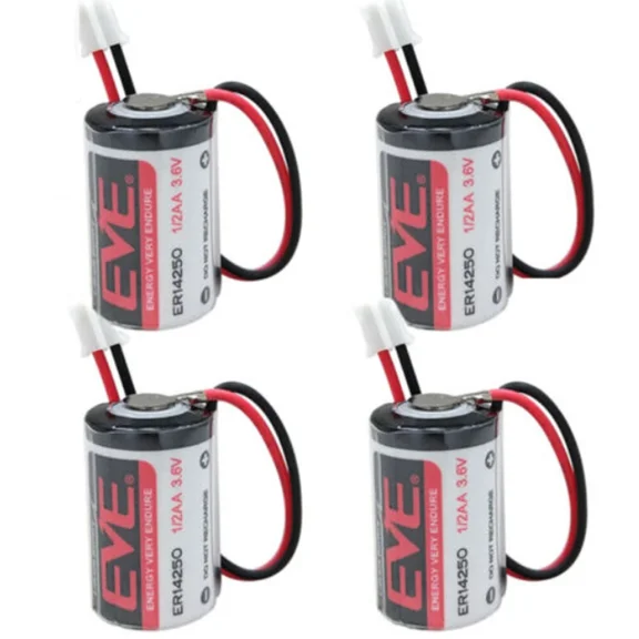 4pcs EVE ER14250 3.6V LS14250 1/2 AA Size 1200mAh Lithium Battery with Plug