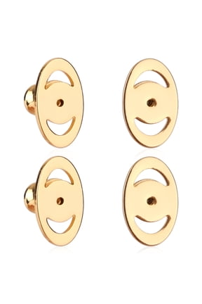 4pcs Earring Lifters Backs, Button Pierced Earring Support for Droopy Ears, Flat Locking Backing for Large Studs and Heavy Earrings (Silver)