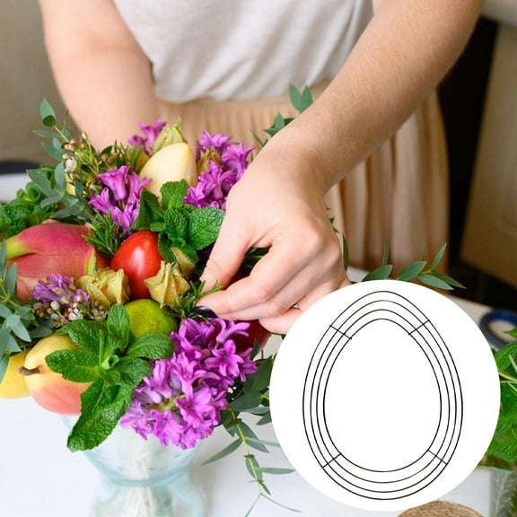 4pcs Easter Egg Shaped Wired Metal Wreath Forms Frames, 12x15.4-in