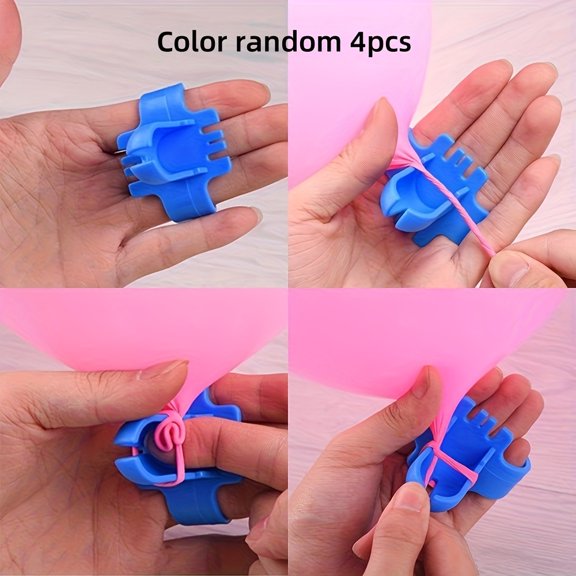 4pcs Easy Knotting Balloon Tool, Quick Knotting Device for Latex and Plastic Balloons for Weddings Birthdays Parties, Color Random
