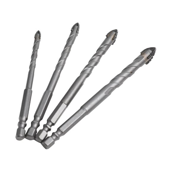 4pcs Eccentric Drill Drilling Glass Tile Punching Rock Slab Triangle Drill Bit Cross Hex Tile Glass Ceramic Drill Bits Set