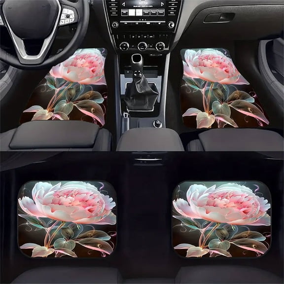 4pcs Elegant Crystal Velvet Car Floor Mats Suitable for Vehicles, Fit Anti-Slip Driver/Passenger/Rear/Trunk Floor Liners, Easy to Clean Luxury Floor for Car, Ideal Gift for Auto Interior