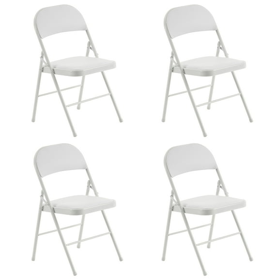 4pcs Elegant Foldable Iron & PVC Chairs for Convention & Exhibition White