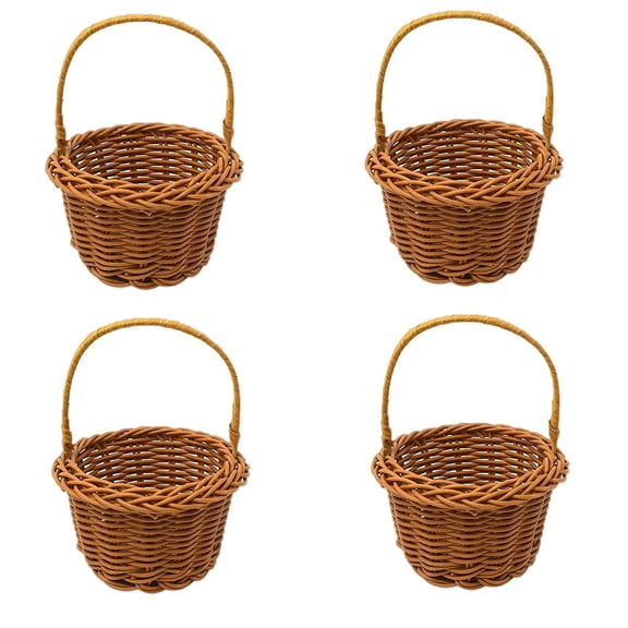 4pcs Elegant Miniature Handmade Baskets Versatile Rattan Crafted Flower Containers for Weddings and Storage