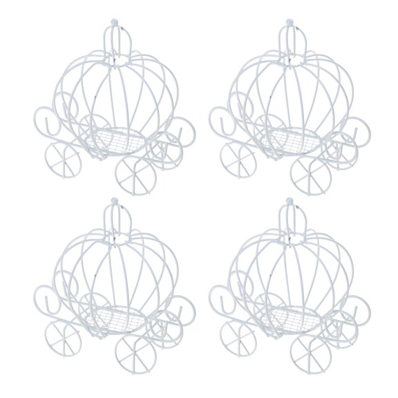 4pcs Elegant White Iron Candy Boxes Sweet Chocolate Box For Weddings And Parties With Carriage Shape Durability