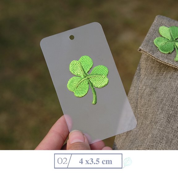 4pcs Embroidery Green Four Leaf Clover Patches Lovely Gummed Cloth Paste Garment Sewing DIY Accessories (2#)