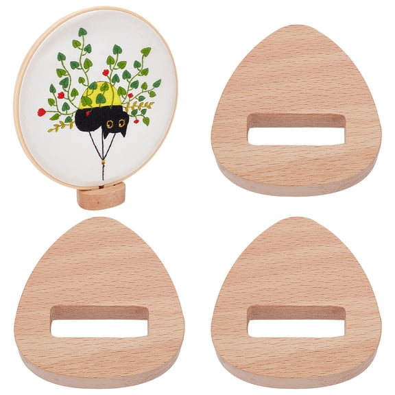 4pcs Embroidery Hoop Display Stand Triangle Wood Base 2.2 x 2.2 Inch Embroidery Hoop Wood Hoop Easels Embroider Hoop Holder Accessories for DIY