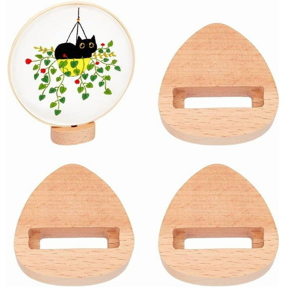 4pcs Embroidery Hoop Display Stand Triangle Wood Base 2.2 x 2.2 Inch Embroidery Hoop Wood Hoop Easels Embroider Hoop Holder Accessories