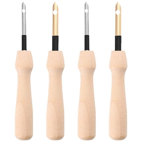 WHAMVOX 4pcs Khaki Wool Felting Needles for Sewing and DIY Crafts Lightweight Portable Wood Copper Stainless Steel