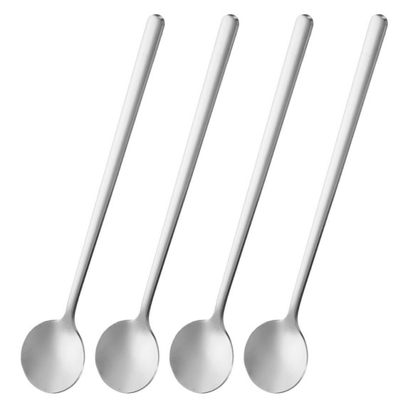 Uxcell 4Pcs Espresso Spoons 6.7 inch Stainless Steel Round Coffee Spoon, Silver Tone