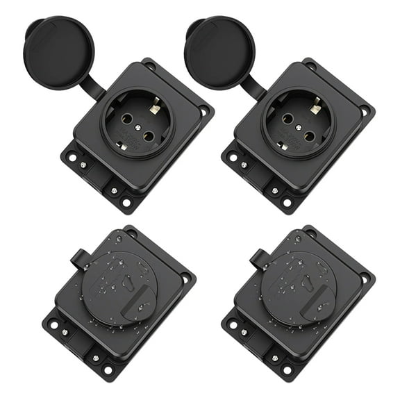 4pcs European Outdoor Waterproof Socket with Rain Cover IP54 Industry Power Socket Extension Power Strip for Garden