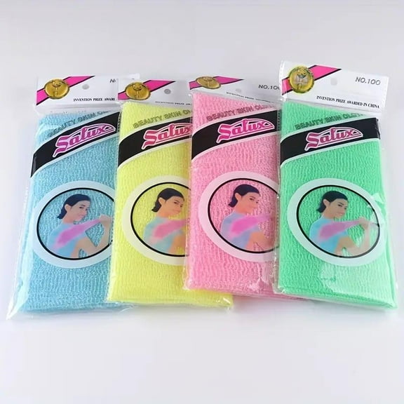 4pcs Exfoliating Washcloth Nylon Bath Wash Cloth Exfoliating Cloth Loofah Towel Beauty Washcloth Sponge Loofah Body Scrub Back Scrubber for Shower