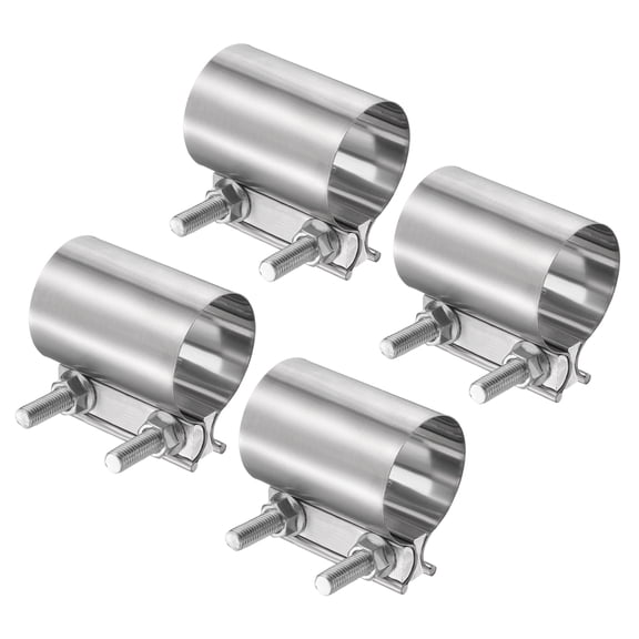 4pcs Exhaust Clamp 2.2" Stainless Steel Lap Joint Band Clamp Exhaust Pipes Connection with M10 Screws for Car Muffler Elbow Pipes