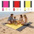 thumbnail image 1 of 4pcs Extra Large Outdoor Camping Checkered Beach Mat, Waterproof Sandproof Foldable Picnic Blanket with Convenient Storage Pockets, Portable Mat for Travel Park Beach Backyard Camping, Yellow, 1 of 6