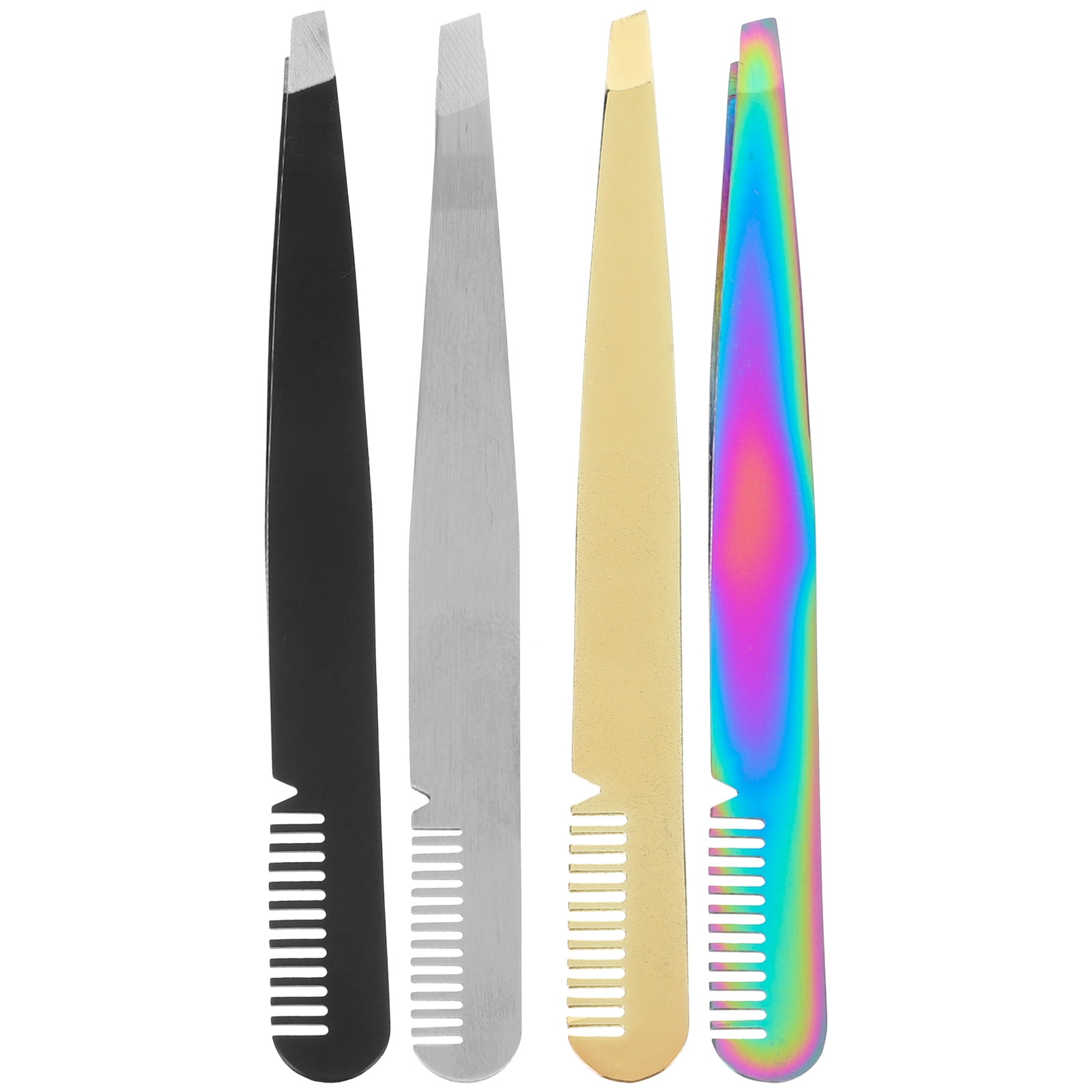 4pcs Eyebrow Tweezers Professional Tweezers Comb Tweezers for Women Facial Hair