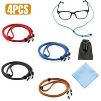 4pcs Eyeglass Straps, DISEN PU Leather Glasses String Holders, Non-Slip and Adjustable Eyewear Retainers for Men, Women