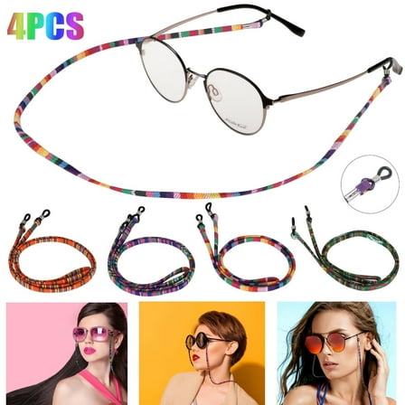 4pcs Eyeglass String Holder Straps, DISEN Non-Slip Sunglass Retainers, Adjustable Eyewear Lanyard