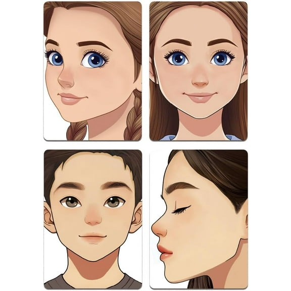 4pcs Face Painting Practice Board Kits A4 Reusable Makeup Practice Board Facial Painting Excersize Template Stage Make-up Look Designs Tool Paint Supplies for Makeup Beginner Plastic