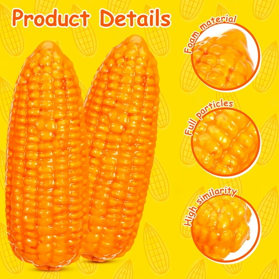 OUNONA 4-Pack Orange Faux Corn Props Artificial Corn Decorations for Restaurant Display and Home Decor