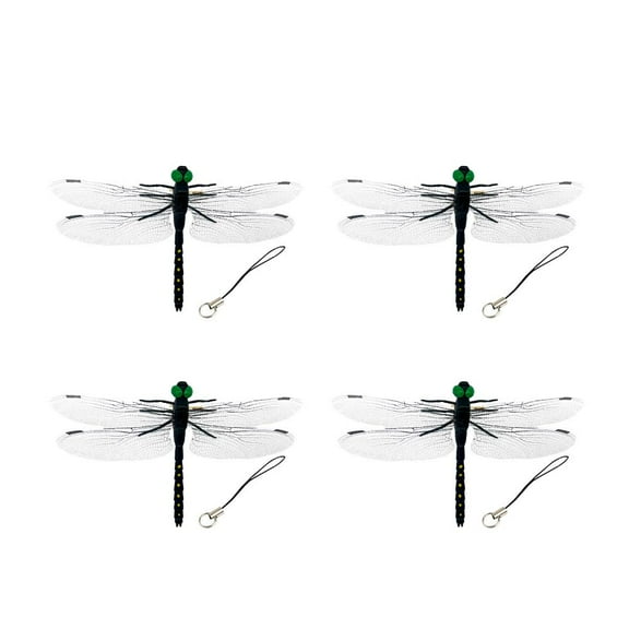 4pcs Fake Dragonfly Bug Repellent, 5.5" Large Realistic Dragonfly Model with Safety Pin & Lanyard, Chemical-Free Insect Deterrent for Camping, Strollers & Gardens