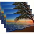 thumbnail image 1 of 4pcs Fashion Sunset Beach Coconut Tree Print Placemats Washable Placemats / Heat Resistant Table Mats Tabletop Protection Home Kitchen Supplies Holiday Party Scene Decoration Placemats, 1 of 6