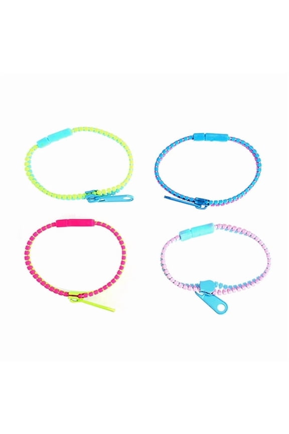 4pcs Fashion Zipper Bracelet Friendship Bracelet Accessory Sensory Toys Party Favor (Random Color)