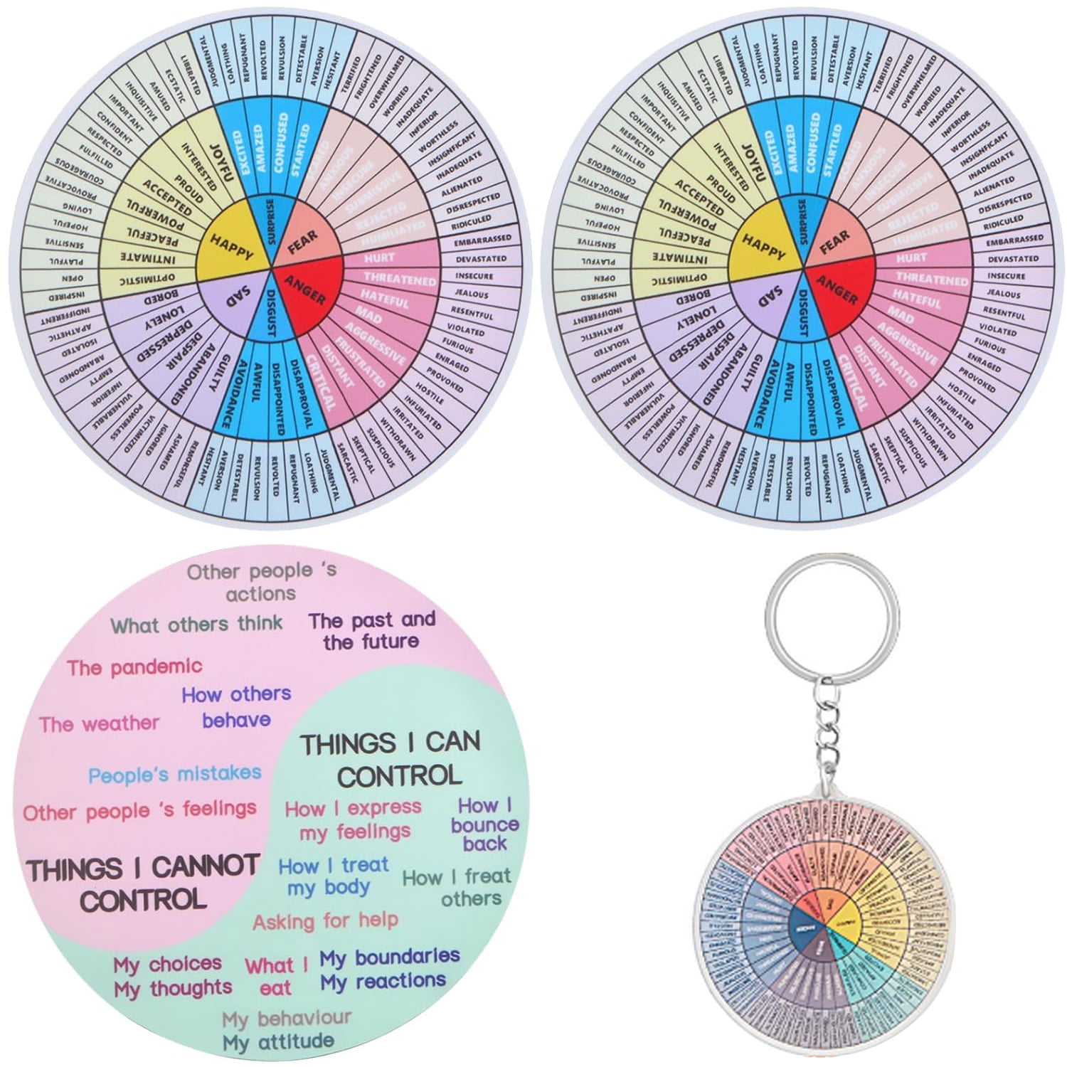4pcs Feelings Wheel Magnetic Stickers Therapy Emotion Wheel Soft Magnet ...