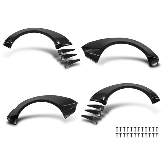 4pcs Fender Flares with Front Canards Fit for Chevy Camaro ZL1 Only 2010 2011 2012 2013 2014 2015 MB Style Black