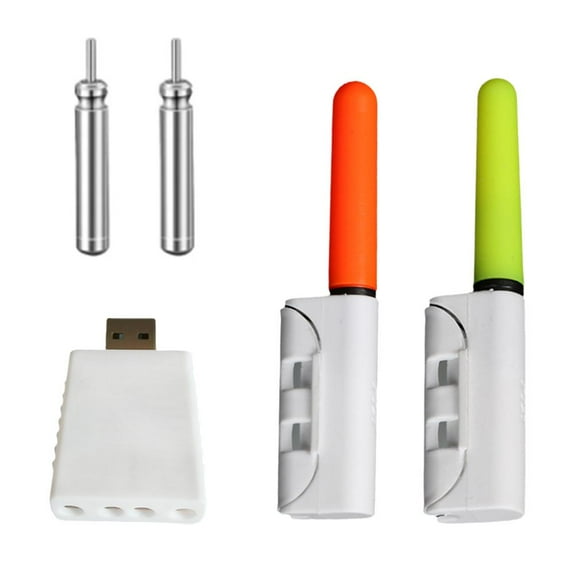 4pcs Fishing Glow Sticks Fish Extender Led Fishing Pole Light with Red & Green Glow, Rechargeable Cr425 Battery & Charger Included