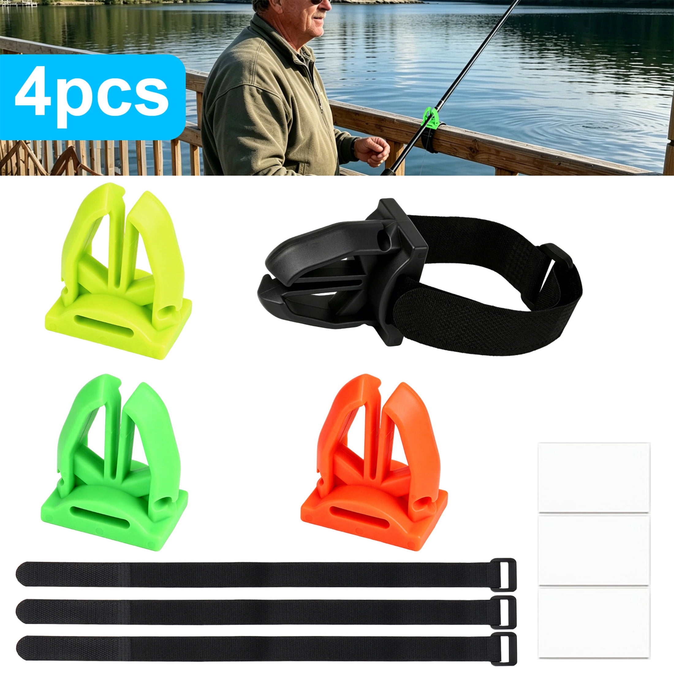 boat dock fishing rod holders 4pcs Fishing Rod Holder, EEEkit Fishing Pole Holder with Adjustable Straps  for Boat Dock Rail