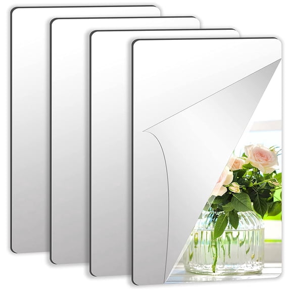 SORTEA Flexible Acrylic Reflective Sheets Non Glass Tiles Wall Decals & Stickers 4 Pack