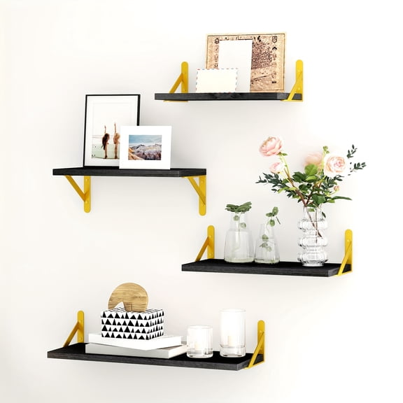 4pcs Floating Wall Mounted Shelves - Multi-Scene Storage & Room Decor for Bathroom/Bedroom/Living Room, Plant Display, Halloween/Christmas Decor, Home Utility Shelves