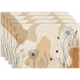 thumbnail image 1 of 4pcs Floral Faux Linen Abstract Flowers Heat Resistant Table Mats Durable Washable Rustic Linen Vintage Placemats for Home Dinner Party Camping Wedding Table Decoration 12 x 18 Inch, 1 of 6