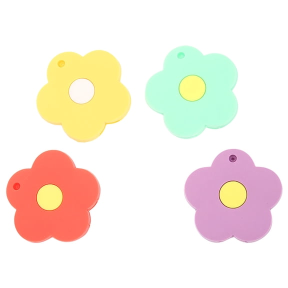 4pcs Silicone Flower Key Caps Set with Keychain Charms, Protective Key Covers and Decorative Pendants