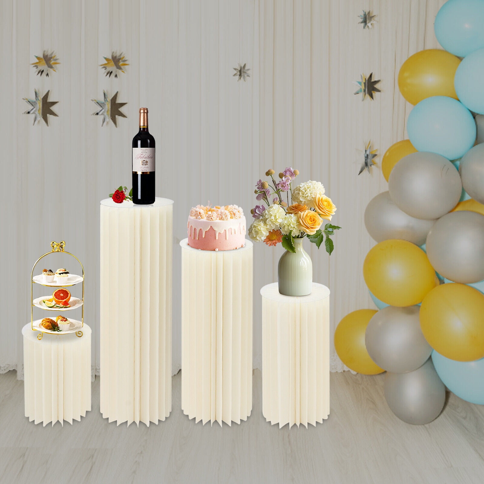 4pcs Foldable Cardboard Centerpiece Display, Cylinder Flowers Stand ...