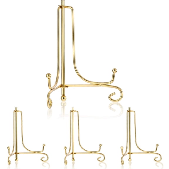 4pcs Foldable Gold Easel Display Stand for Photos Frames Tables 90 Triangle Base