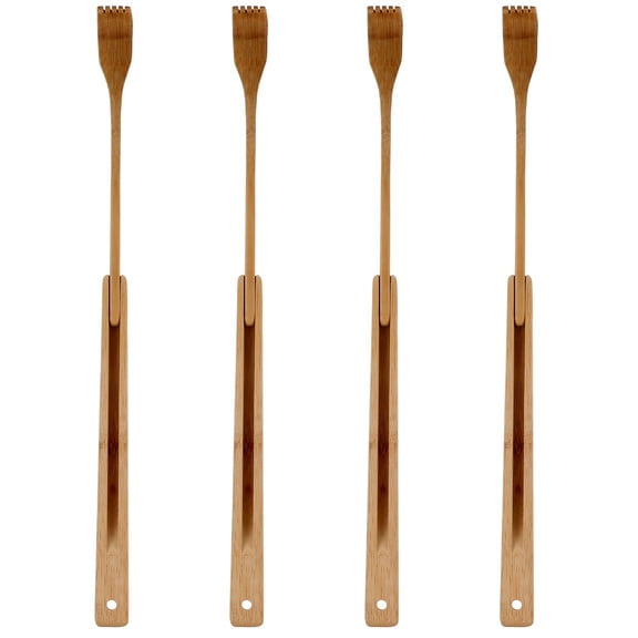 4pcs Folding Back Scratcher Self Massager Bamboo Massage Tool for Itching Relief