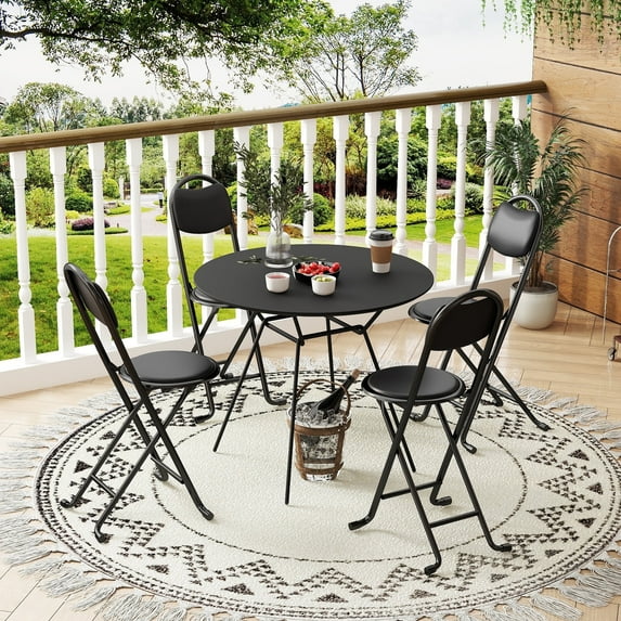 4pcs Folding Stool with Back，Portable Cushioned Padded Chairs for Outdoor Indoor Kitchen Shop Cafe