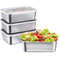 thumbnail image 1 of 4pcs Food Containers with Lids Stainless Steel Snack Containers Leak Proof Sealed Lunch Boxes Multi Purpose Food Storage Containers Stackable Reusable Oven Dishwasher Freezer Safe, 1 of 6