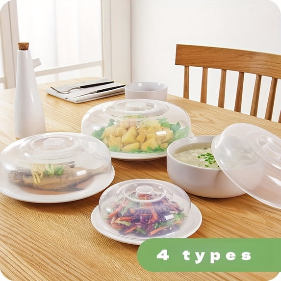4pcs Food Microwave Cover, Fresh Food Cover, Transparent Splash Cover ...