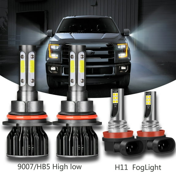 4pcs For Pontiac G5 2007 2008 2009 2010 9007 LED Headlight High-Low + H11 Fog Light Bulbs