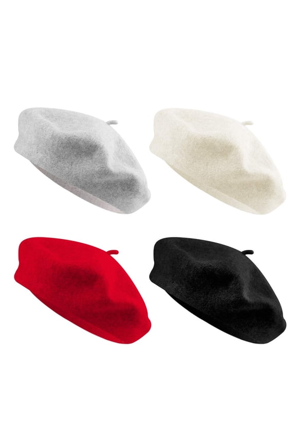 4pcs French Style Beret Hats for Women and Girls, Elegant Trend Beanie Hats, 100% Cotton, 4 Colors