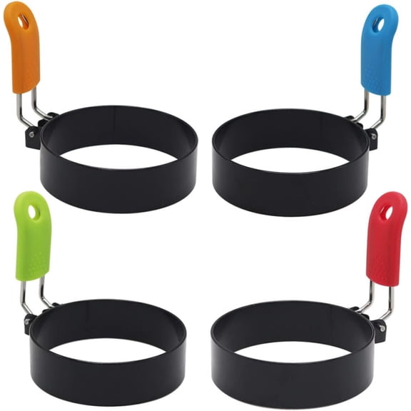 4pcs Fried Egg Mold Grill Accessories Silicone Egg Cooker Silcone Molds Egg Shaper for Frying Pan Omelet Ring Cooking Omelette Mold Baking Supply Egg Ring Mold Fried Eggs Cake Mold