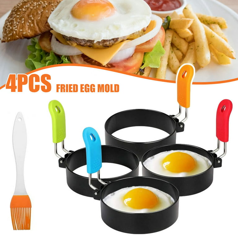 Fried Egg Mold Ring Set of 10 - Stainless Steel Non-Stick Egg Shaper Ring