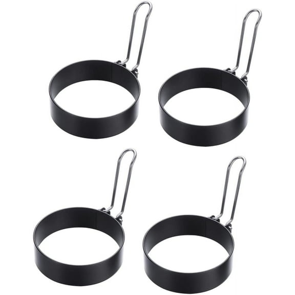 4pcs Fried Egg Molds Fried Egg Rings Metals Circle Stencil Pancake Metal Egg Shaper Egg Mould Omelet Pancakes Whisk Black Circle Iron Molds Fried Egg Rings Egg Mold Egg