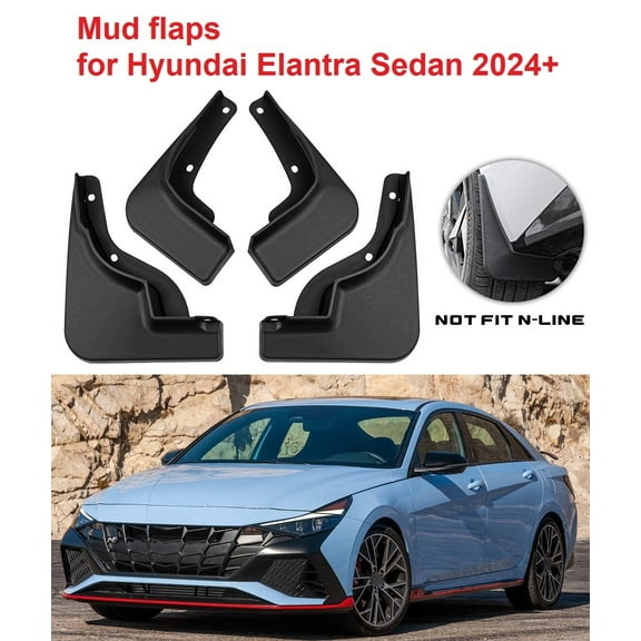 4pcs Front & Rear Mud Guard for Hyundai Elantra Sedan 2024+, for i30 Sedan 2024+, Fender Flaps Splash Mudflaps Mud Guards Flares Mudguard Auto Accessories