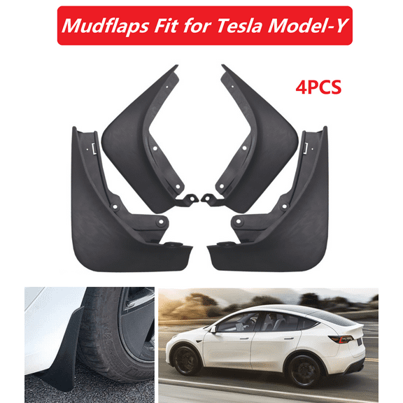 4pcs Front & Rear Mud Guard Mudflaps Fit for Tesla Model-Y All Year All Models, Mud Flaps Guards Fenders Splash Flares Mudguard, Black