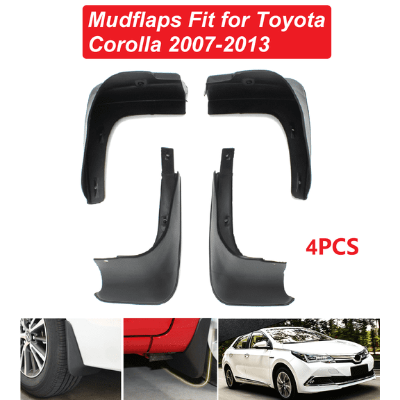 4pcs Front & Rear Mud Guard Mudflaps for Toyota Corolla 2007-2013, Mud Flaps Guards Fenders Splash Flares Mudguard, Black